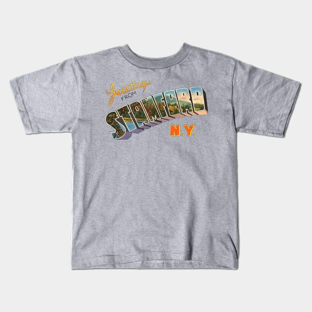 Greetings from Stamford New York Kids T-Shirt by reapolo